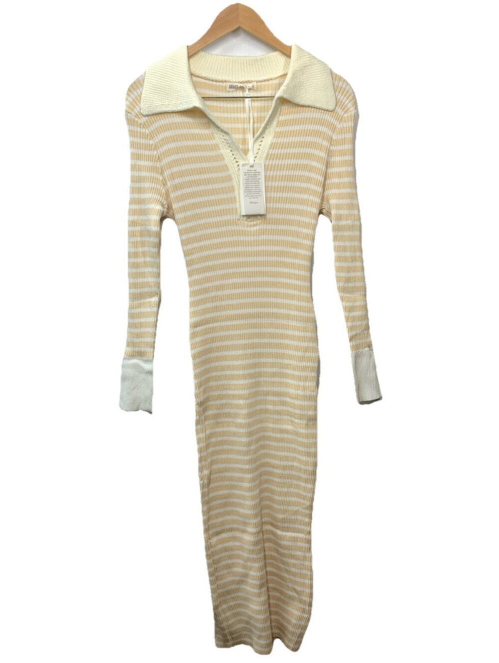 GRACE KARIN Women's Long Sleeve Sweater Dress Casual V-Neck Knit Size XL Ivory